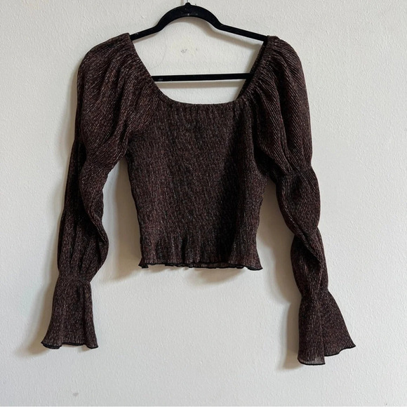 Anthropologie Shimmer Puff-Sleeved Top - Picture 4 of 6
